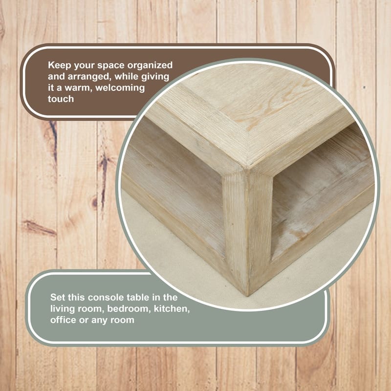 Artissance 39.4"L Square Weathered White Washed Wood Indoor Peking Grand Framed Coffee Table