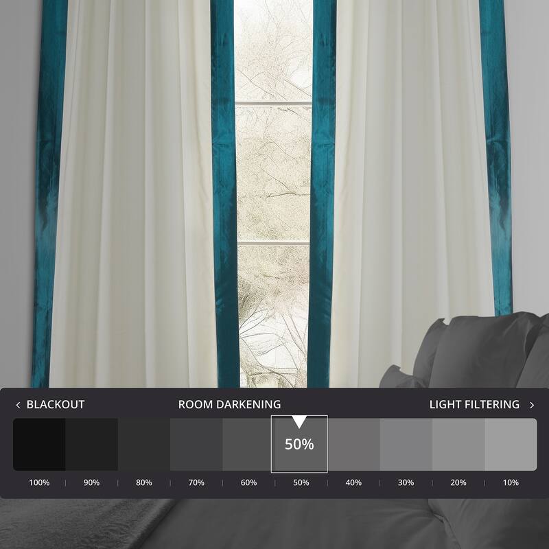 Exclusive Fabrics Fresh Pop Dobby Taffeta Side Bordered Light Filtering Curtains for Bedroom & Living Room Curtains (1 Panel)