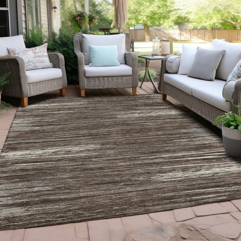 Machine Washable Indoor/ Outdoor Chantille Abstract Stripe Rug