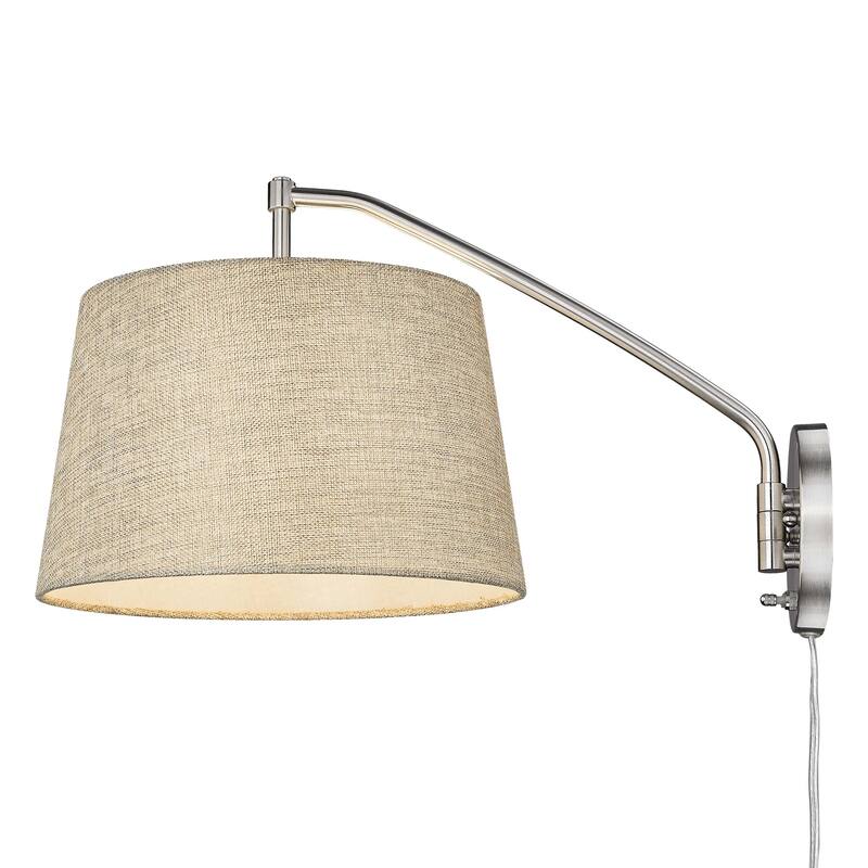 Wry Lighting Ryleigh 1-light Swing Arm Wall Lamp in Pewter and Natural Sisal shade - 1 Light Articulating Wall Sconce