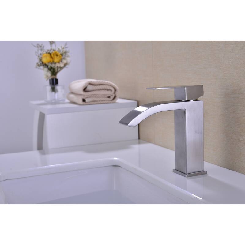 Single Handle Waterfall Bathroom Sink Faucet with Waterfall Spout, Rust and Corrosion Resistant, Easy Clean