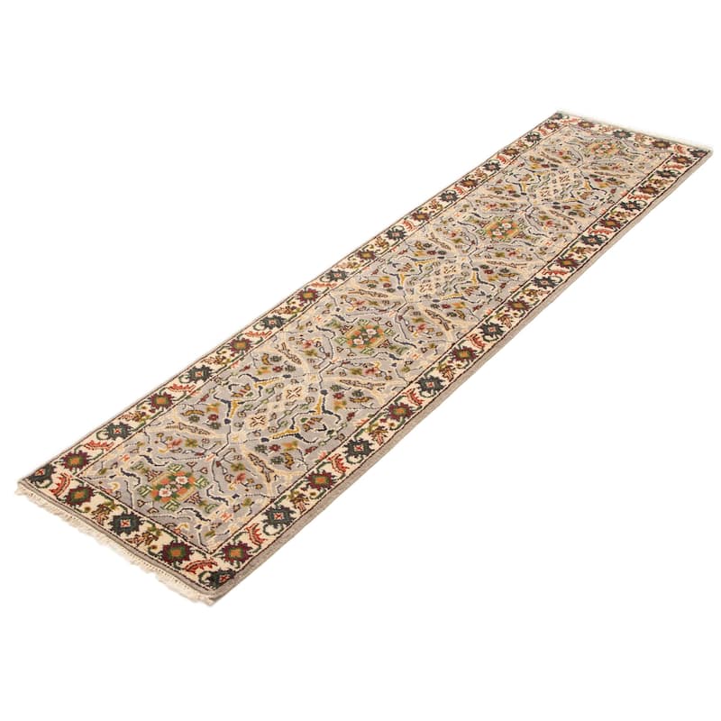ECARPETGALLERY Hand-knotted Serapi Heritage Light Grey Wool Rug - 2'5 x 10'1