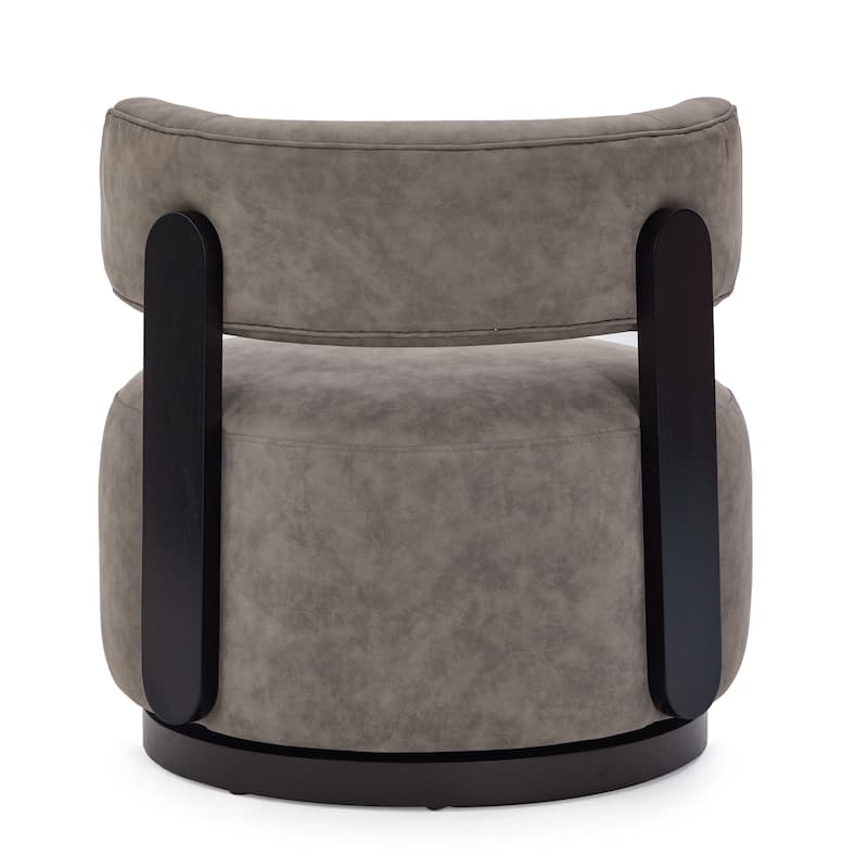 Christopher Knight Home -Modern PU Upholstered Swivel Club Chair with Wooden Base