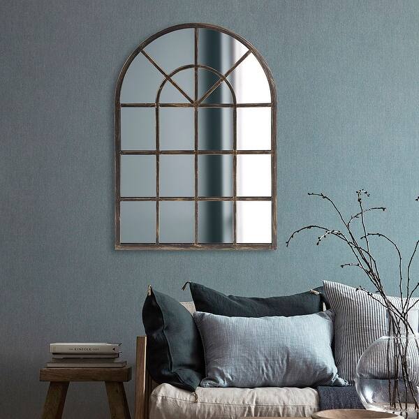 slide 2 of 7, Allan Andrews Oil Rubbed Bronze Metal Arched Windowpane Mirror