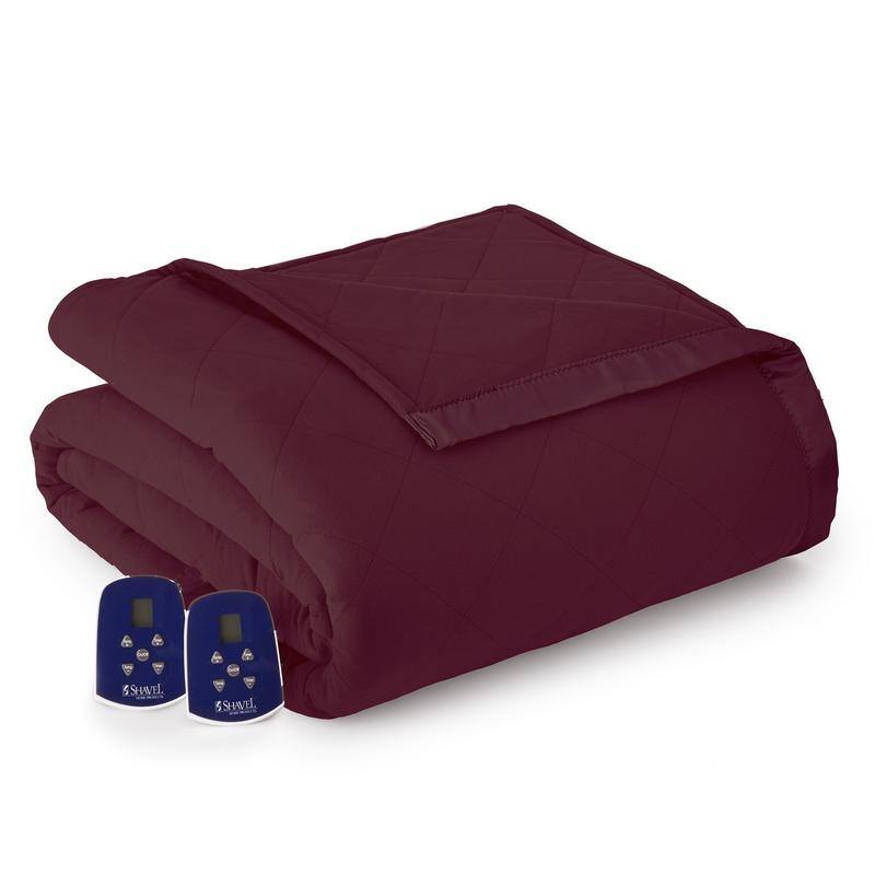 Shavel Micro Flannel® Quilted Electric Heated Blanket - King - wine