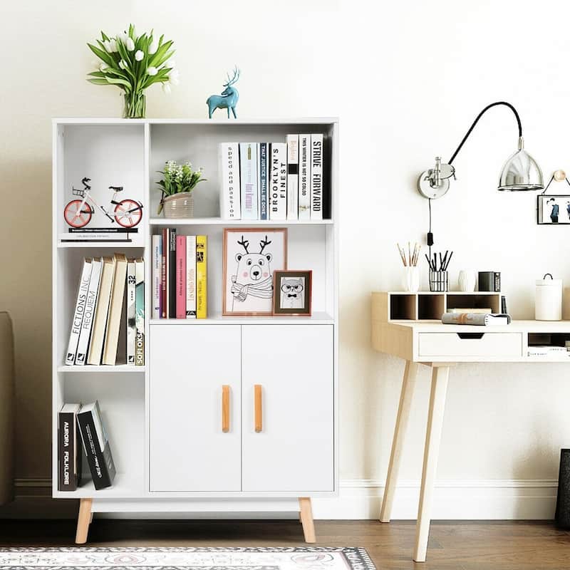 Floor Storage Free Standing Wooden Display Bookcase - 31.5" x 9.5" x 47" (L x W x H)