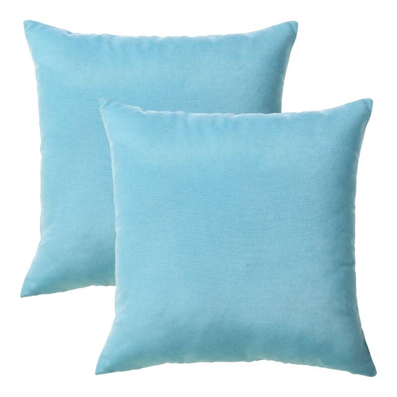 HomeRoots Set of Two 18" Aqua Blue Fabric Throw Pillow Covers