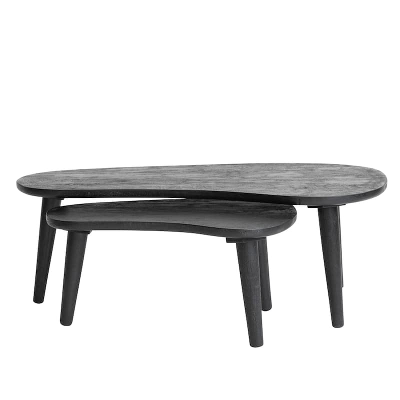 Oblong Wood Nesting Coffee Tables - 43.0"L x 21.0"W x 15.0"H - 43.0"L x 21.0"W x 15.0"H - Black - Wood