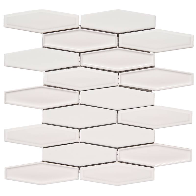 Honeycomb 1.5" x 4.9" Glossy Porcelain Mosaic Tile - 5 sheets (3.85 sf) - White
