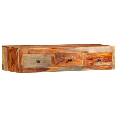 vidaXL Wall Console Table 39.3"x9.8"x7.8" Solid Sheesham Wood