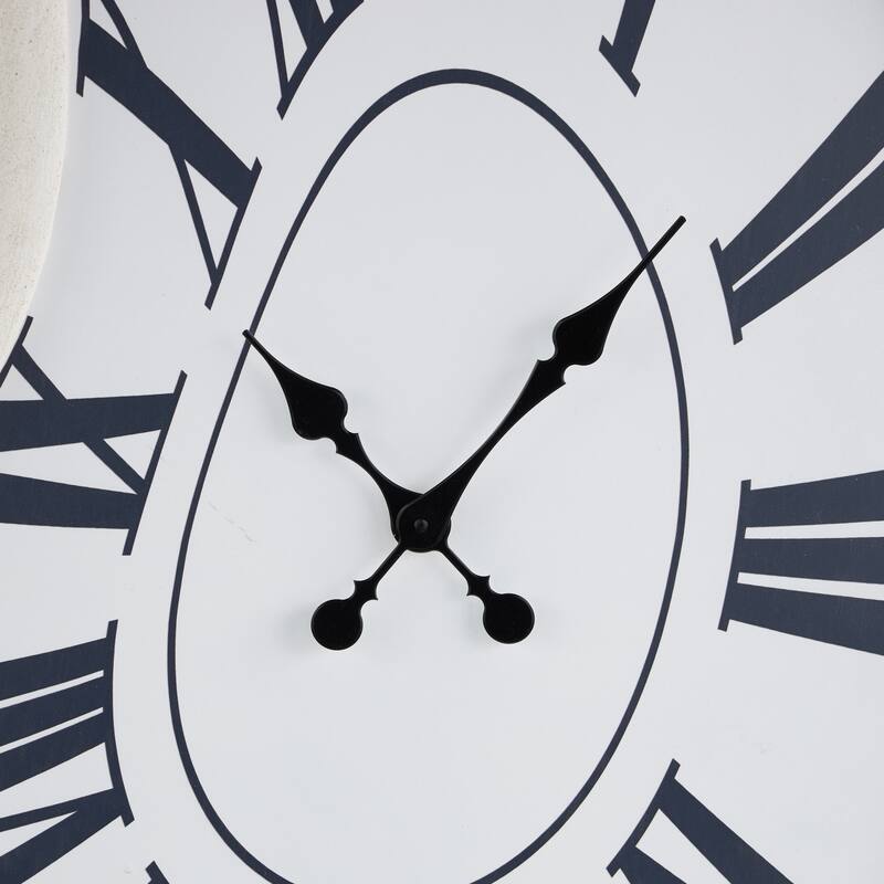 Wooden Abstract Wavy Wall Clock with Roman Numerals - White - Roche River Decor