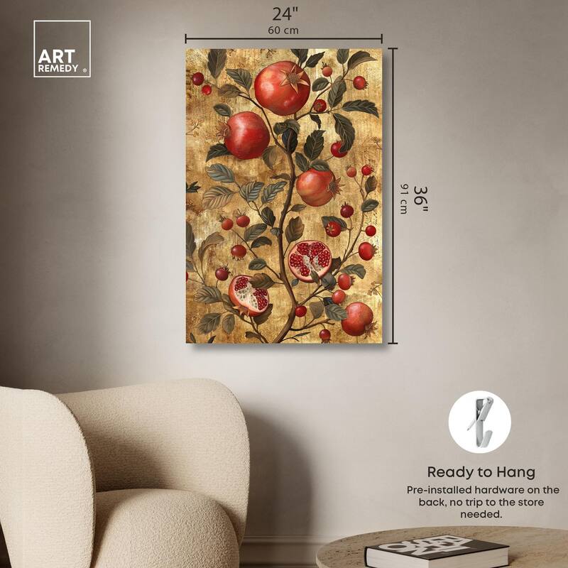 Golden Pomegranate Canvas by Art Remedy, Gallery Wrapped