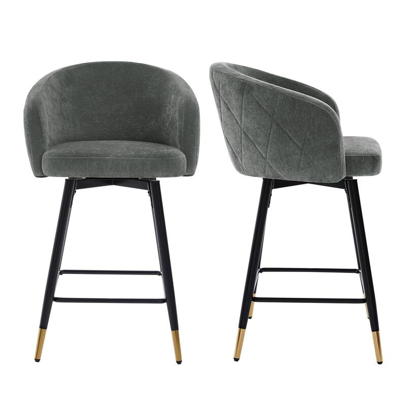 26" Counter Height Swivel Barstool with Arms and Metal Legs - 37"H x 22"W x 22"D