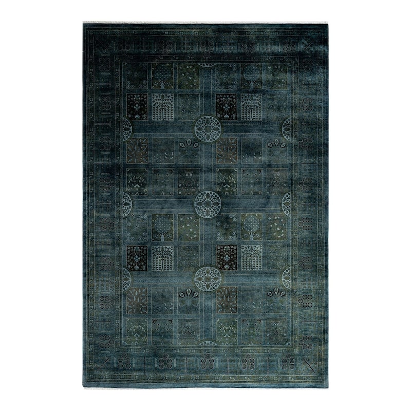 Overton Hand Knotted Wool Vintage Inspired Modern Contemporary Overdyed Gray Area Rug - 6' 1" x 9' 0"