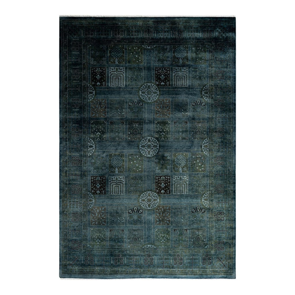 Overton Hand Knotted Wool Vintage Inspired Modern Contemporary Overdyed Gray Area Rug - 6' 1" x 9' 0"