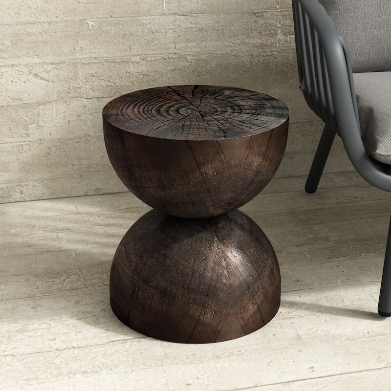 Alina Side Table Indoor/Outdoor Stone White w/ Gold Flakes