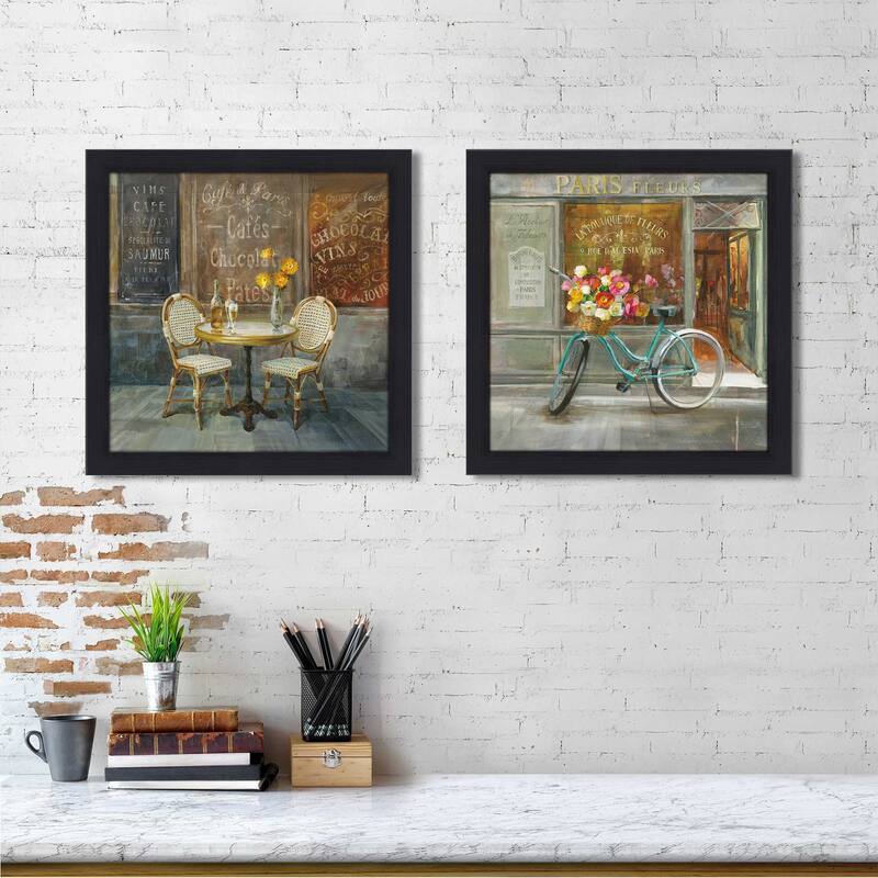 "French Cafe" Framed Art Print Set - Brown
