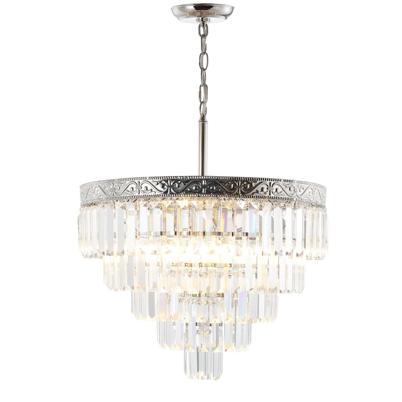 Gaines Crystal LED Chandelier, Polished Nickel/Clear by JONATHAN Y