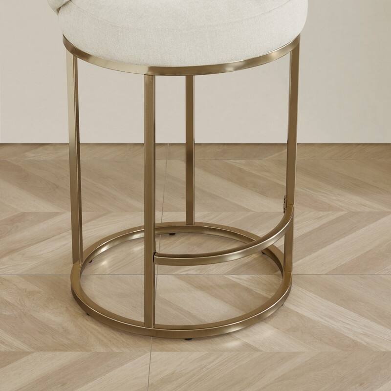 Spruce & Spring Chloe Upholstered Swivel Counter Bar Stool with Metal Frame and Arched Back