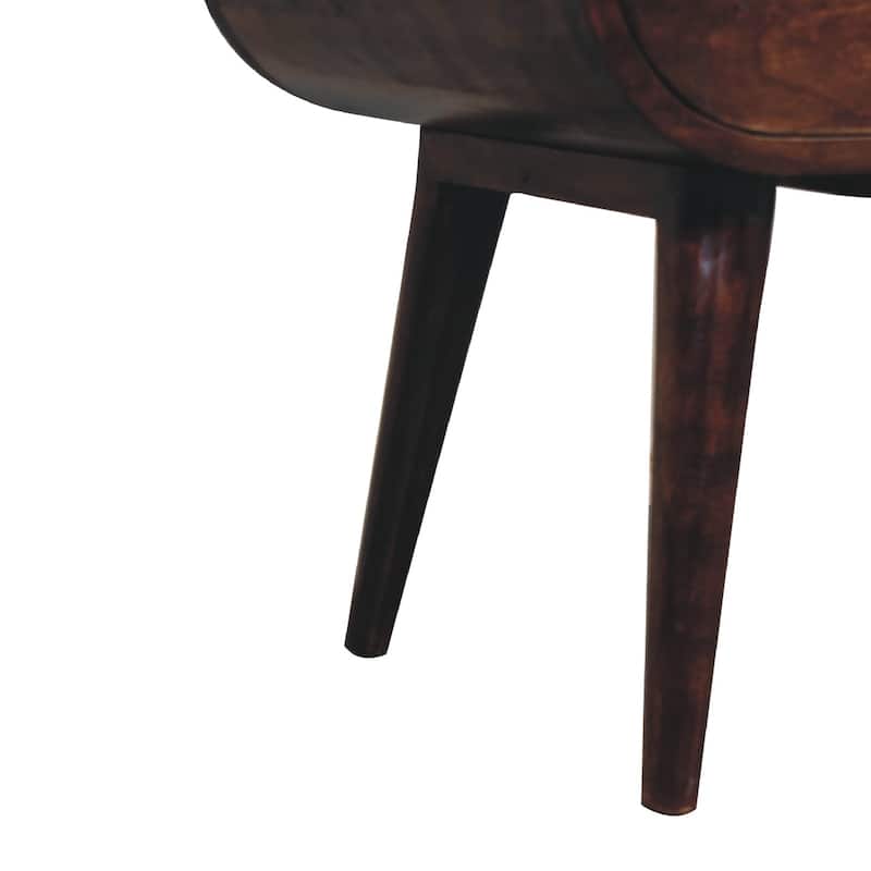 Artisan Furniture Solid Wood Light Walnut Circular Nightstand with Open Slot