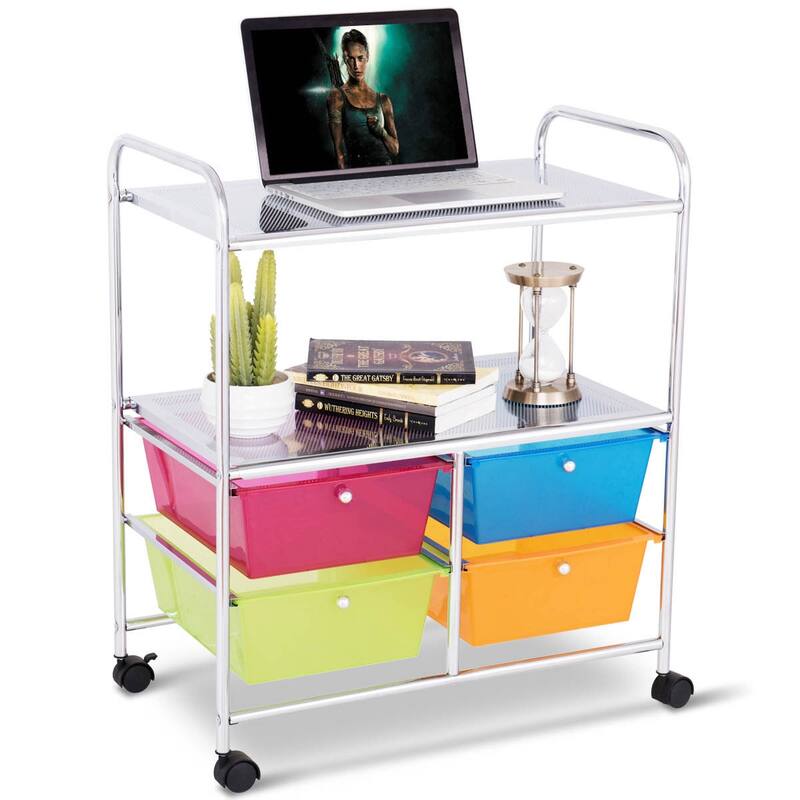 Costway 4Drawer Rolling Storage Cart shelf Scrapbook Paper Office - See Details