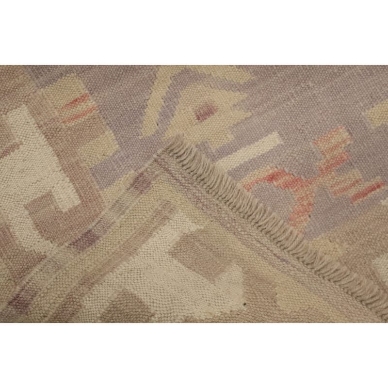 Hand Woven Oriental 100% Wool Carpet Southwestern Tribal Greys & Charcoal Kilim Runner Rug - 10' 2'' X 2' 8''