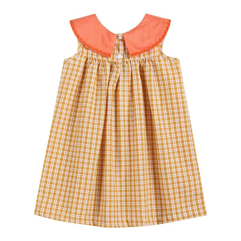 Lil Cactus Orange Gingham Pumpkin Yoke Dress