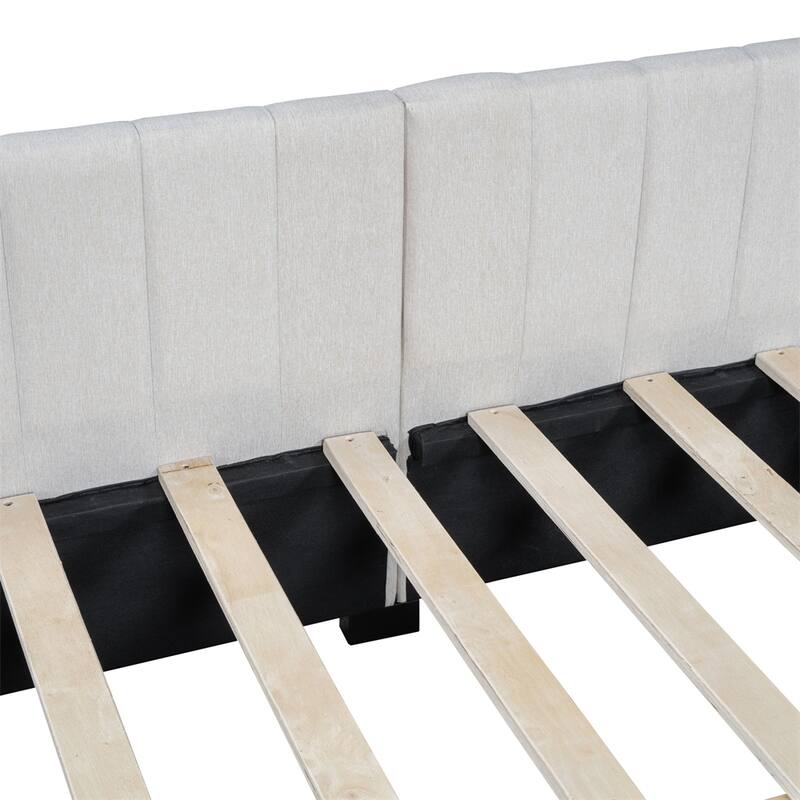 Full Size Upholstered Linen Fabric Daybed with 2 Storage Drawers