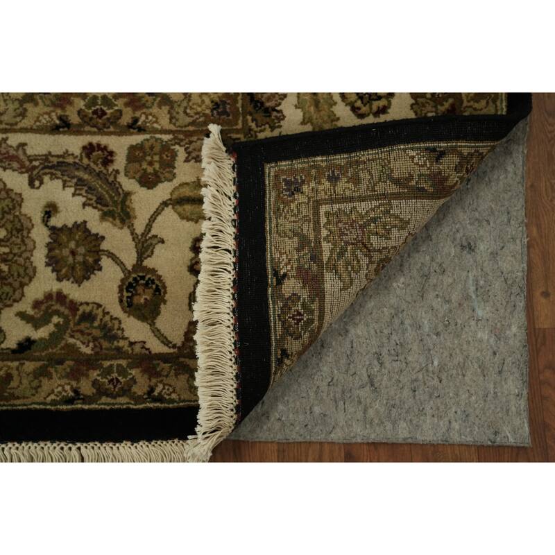 Hand Knotted Oriental 100% Wool Carpet Traditional All-Over Black Agra Area Rug - 9' 10'' X 8' 0''