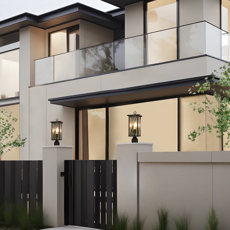 Modern Farmhouse Black 1-Light Outdoor Wall Sconces Glass Post Pendant Lights
