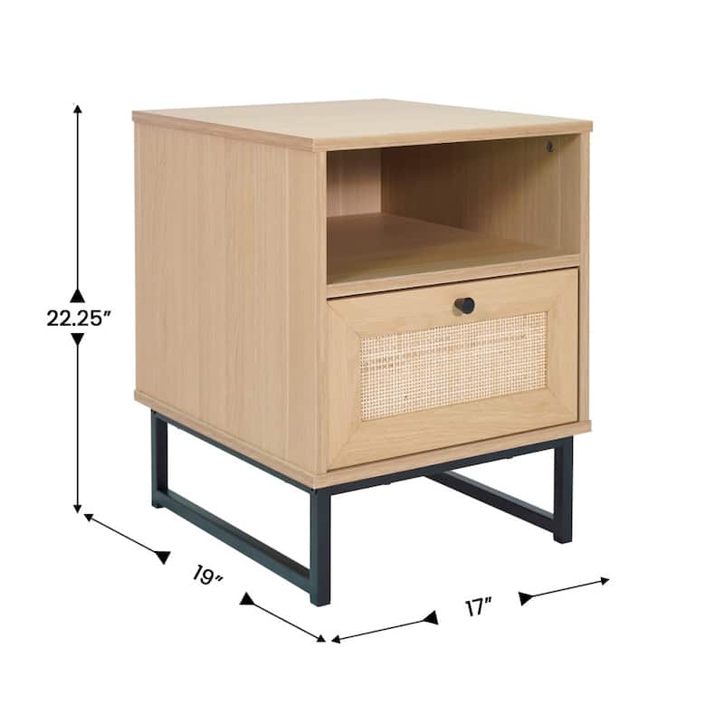 Set of 2 Mid-Century Modern Side Tables with Drawer and Shelf - 17"W x 19"D x 22"H