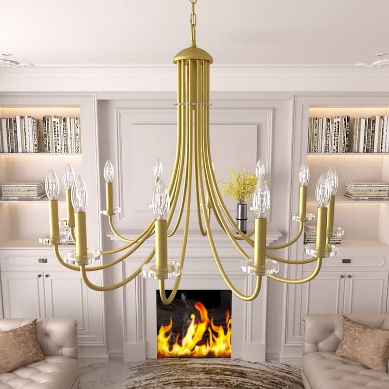 Acroma 12 - Light Dimmable Empire Gold Chandelier