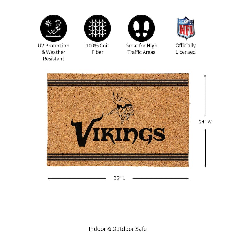 Minnesota Vikings Monochrome Indoor/Outdoor Coir Door Mat