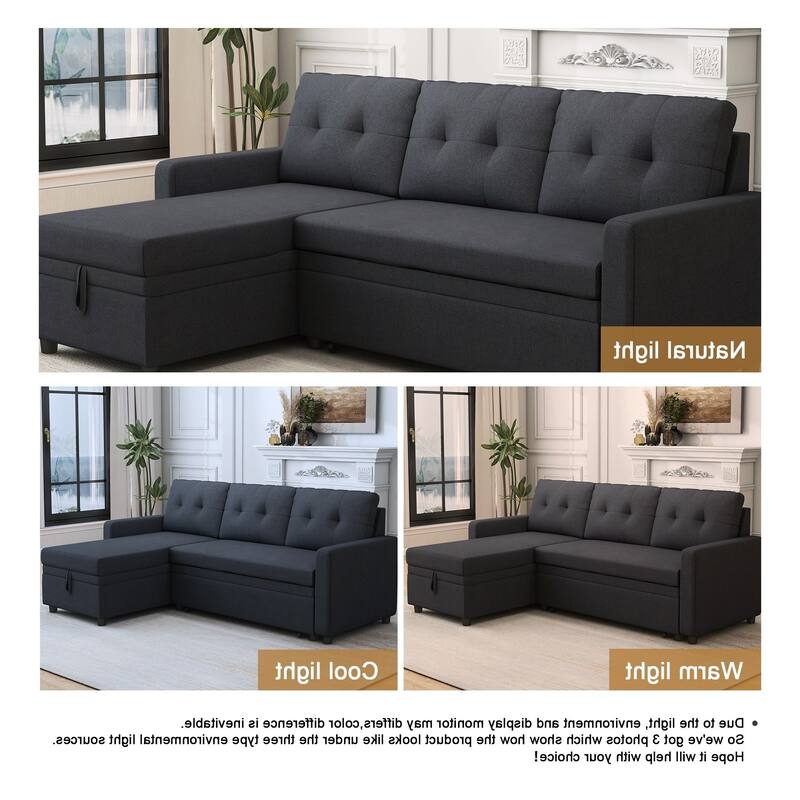 Modern L-Shape Convertible Sleeper Sectional Sofa