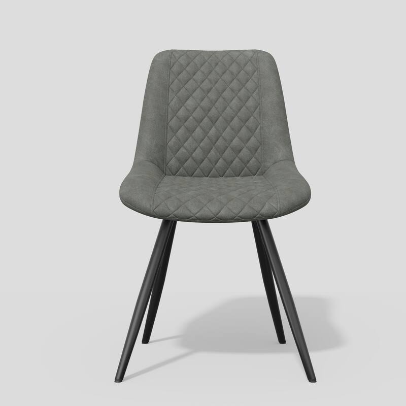 Modern Dining Chairs Set of 2, Top PU Leather Upholstered Dining Room Chairs with Metal Legs, Ergonomic Kitchen Chairs