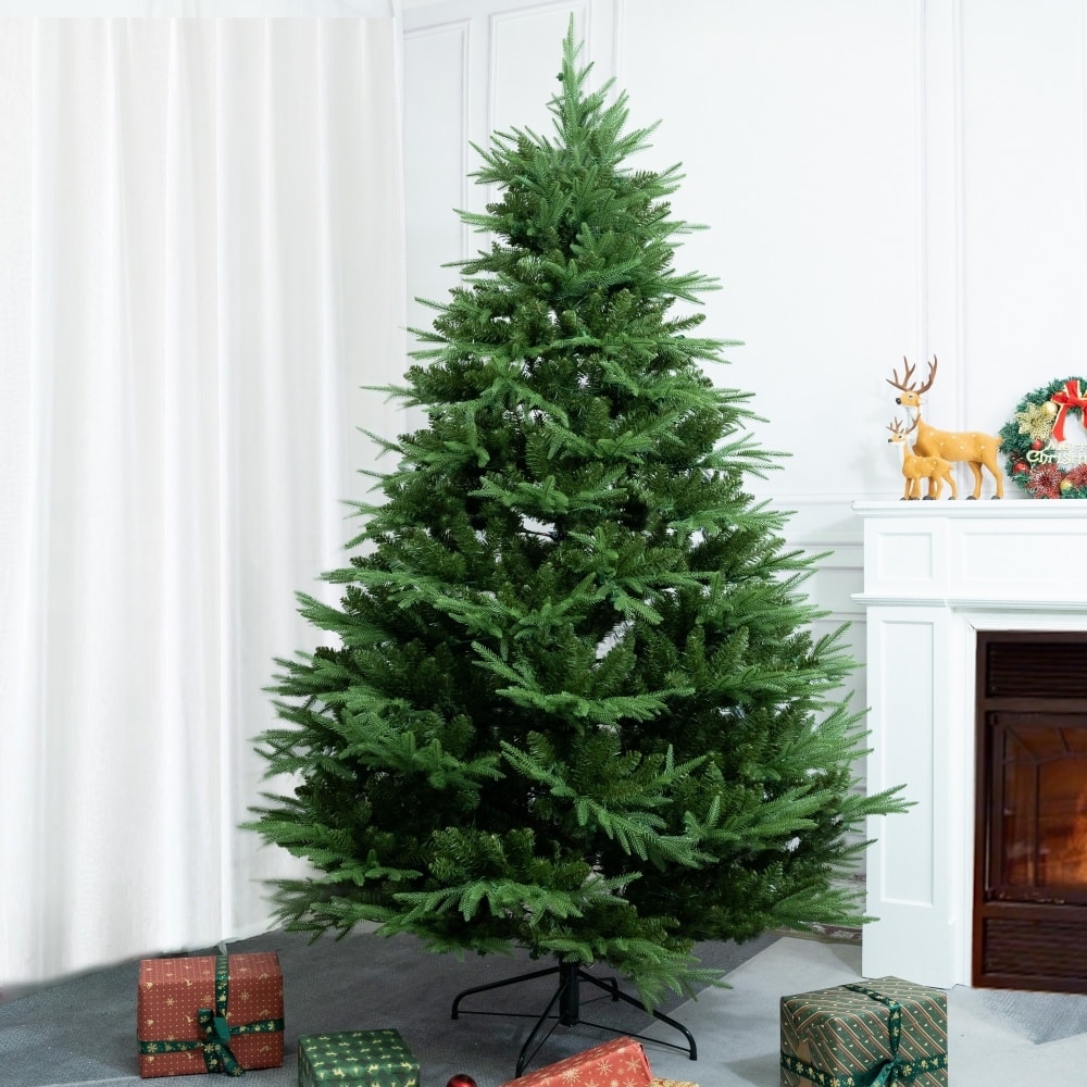 7FT Modern Holiday PE & PVC Mixed Foliage Green Christmas Tree