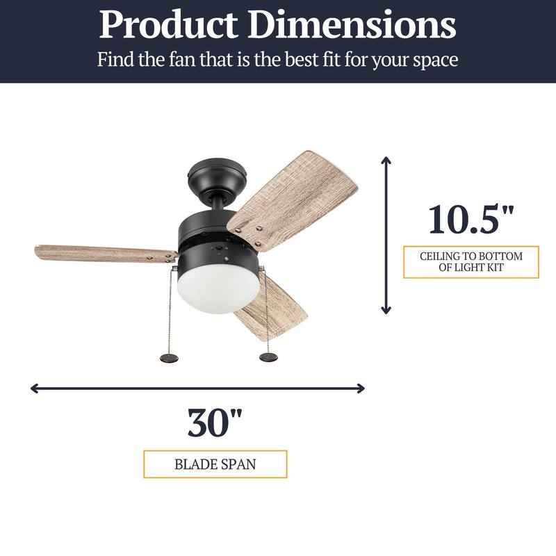 30" Prominence Home Rawling Bronze Contemporary Indoor LED Ceiling Fan with Light, Pull Chain - 30