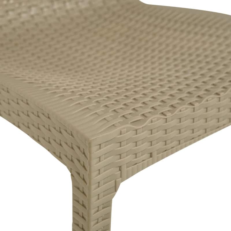 Outdoor Patio Dining Chairs, Set of 4 Stackable Polypropylene Chairs with Woven Design for Garden, Deck, or Pool