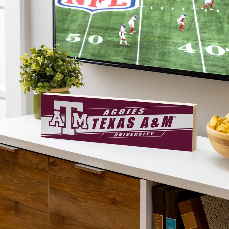Texas A&M Wooden Tabletop Mantel Shelf Sign - 5" x 18"