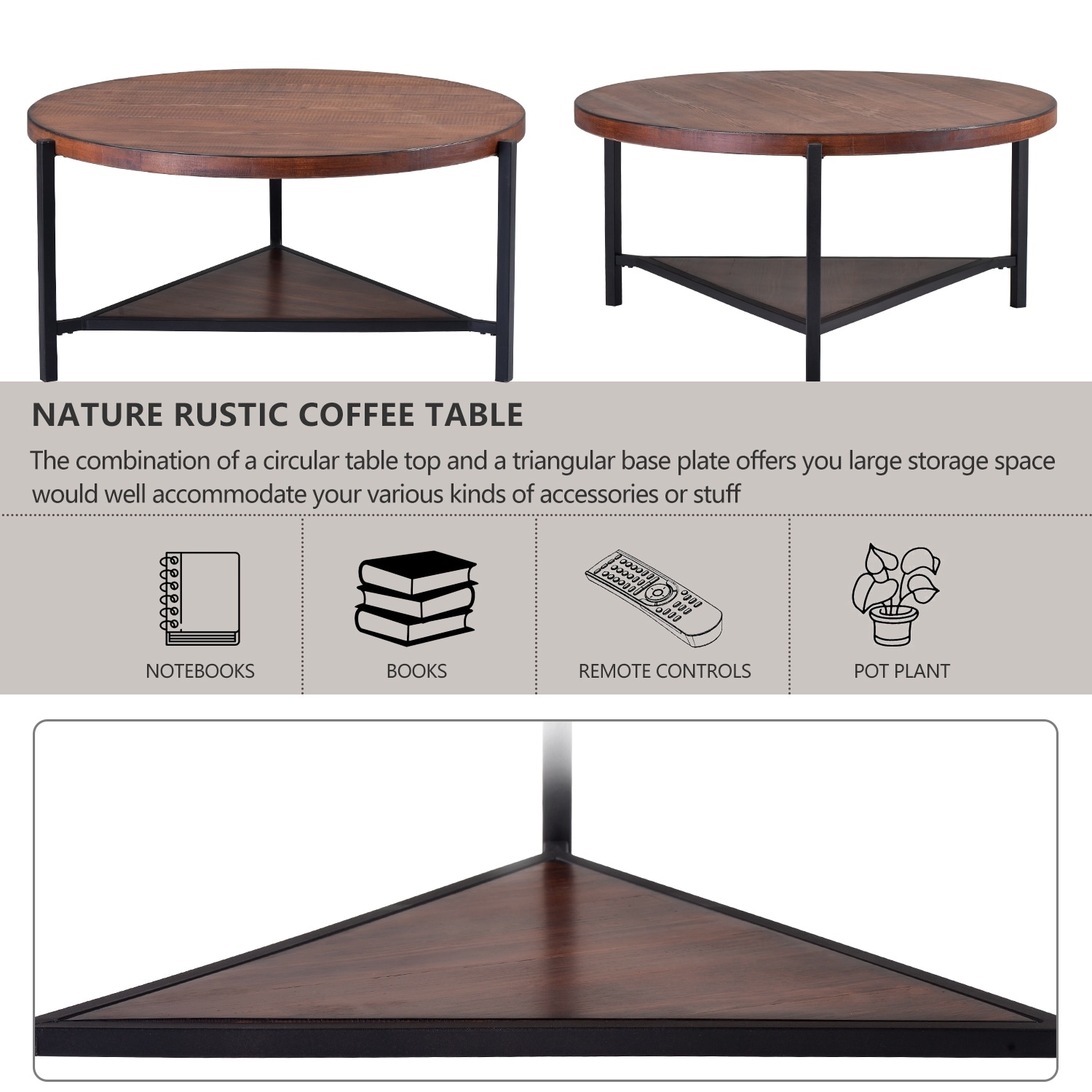Shop Black Friday Deals On Brown Industrial Round Coffee Table With Open Shelf On Sale Overstock 31960290