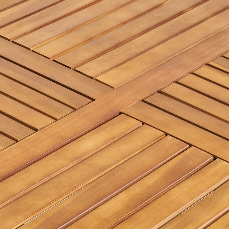 Christopher Knight Home - 5-Piece Acacia Wood Outdoor Square Dining Table Set with Wicker Woven Dining Chairs