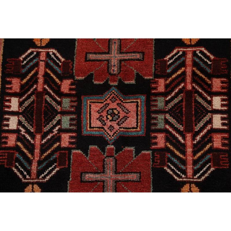 Tribal Geometric Hamedan Persian Runner Rug Wool Hand-knotted Carpet - 3'6" x 9'7"