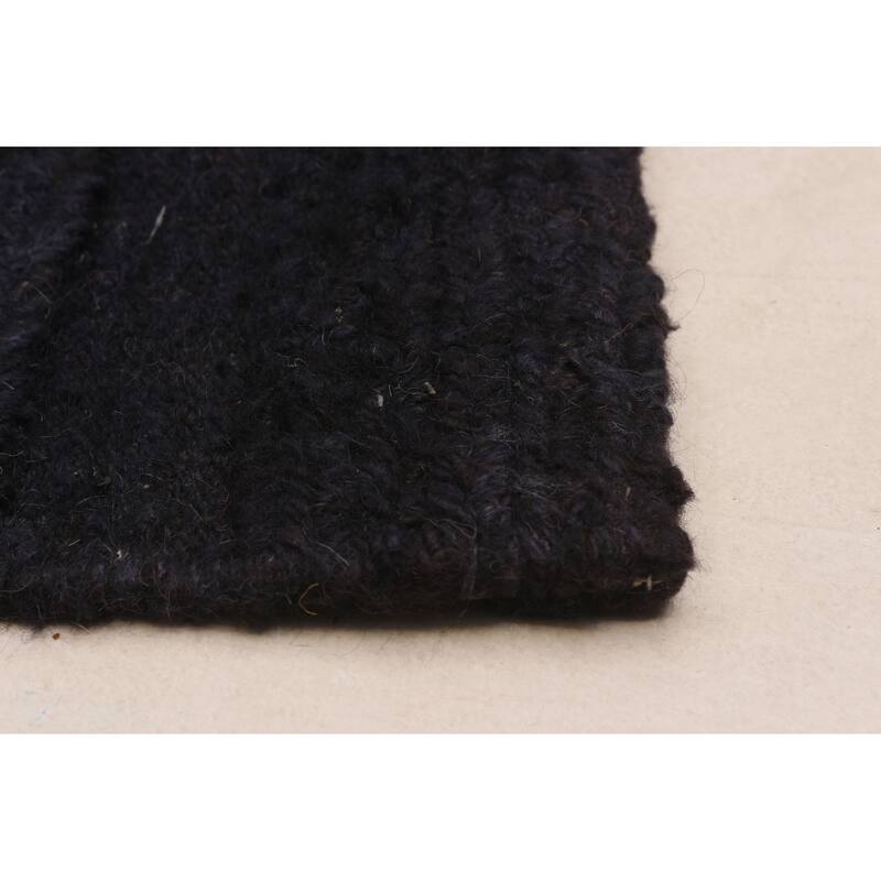 ECARPETGALLERY Flat-Weave Natural Navy Wool Tapestry Kilim - 6'8 x 6'6