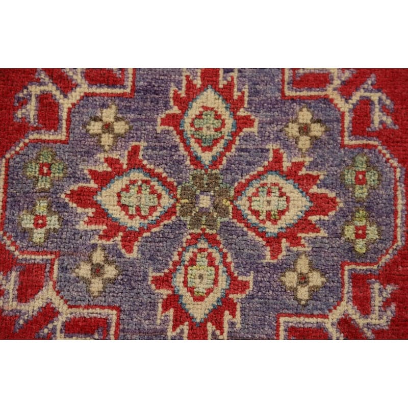 Hand Knotted Oriental 100% Wool Carpet Traditional Geometric Red Kazak Area Rug - 3' 1'' X 2' 1''