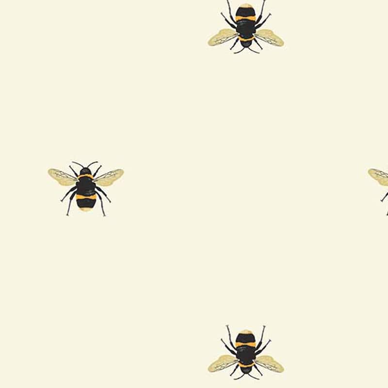Joules Botanical Bee Creme Wallpaper