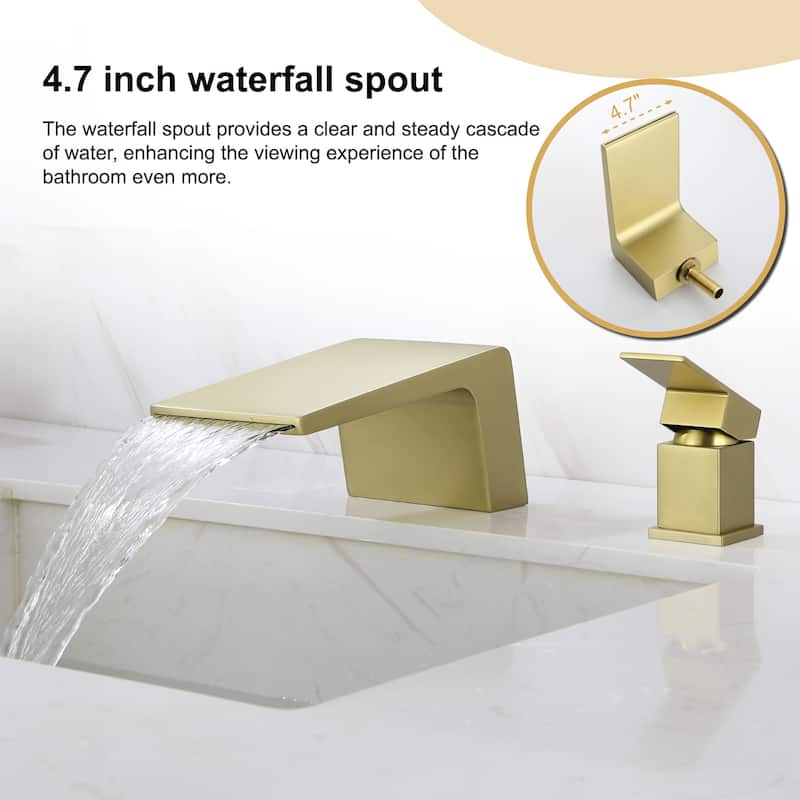 Deck Mount Tub Faucet Brushed Nickel Modern 2 Hole Bathroom Waterfall Single Handle Bathtub Faucet