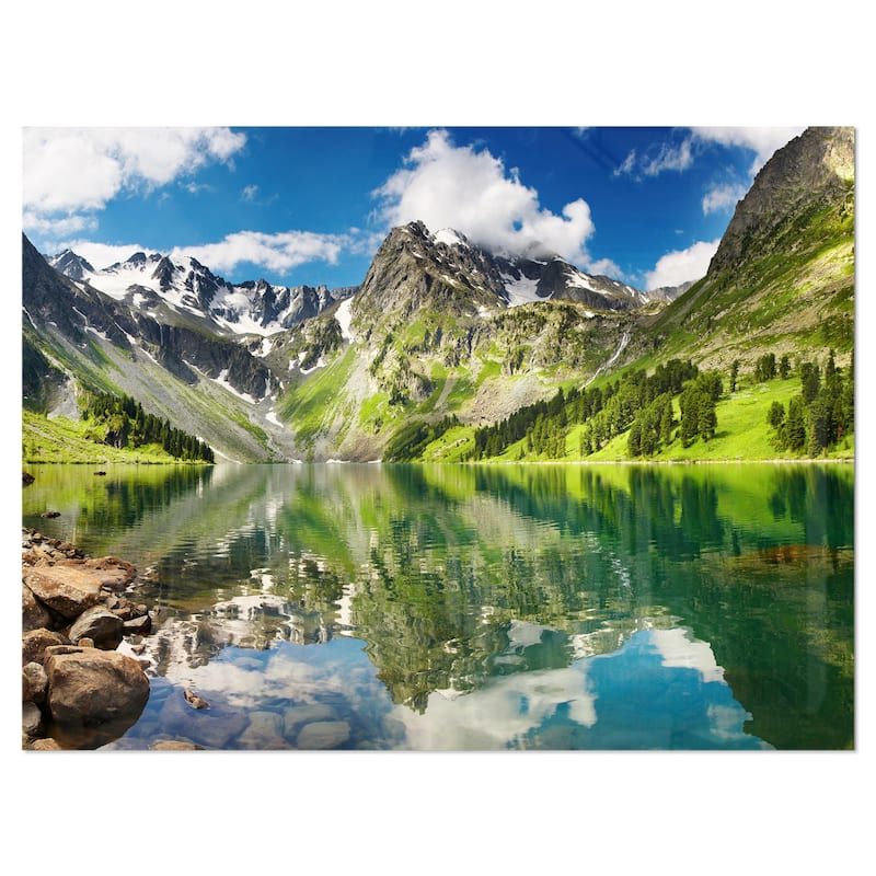 Designart 'Reflecting Mountain Lake' Landscape Metal Wall Art