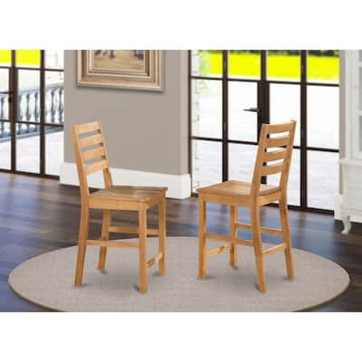 Counter Height Stool Wood Seat - Natural Oak Finish - Modern Bar Chair