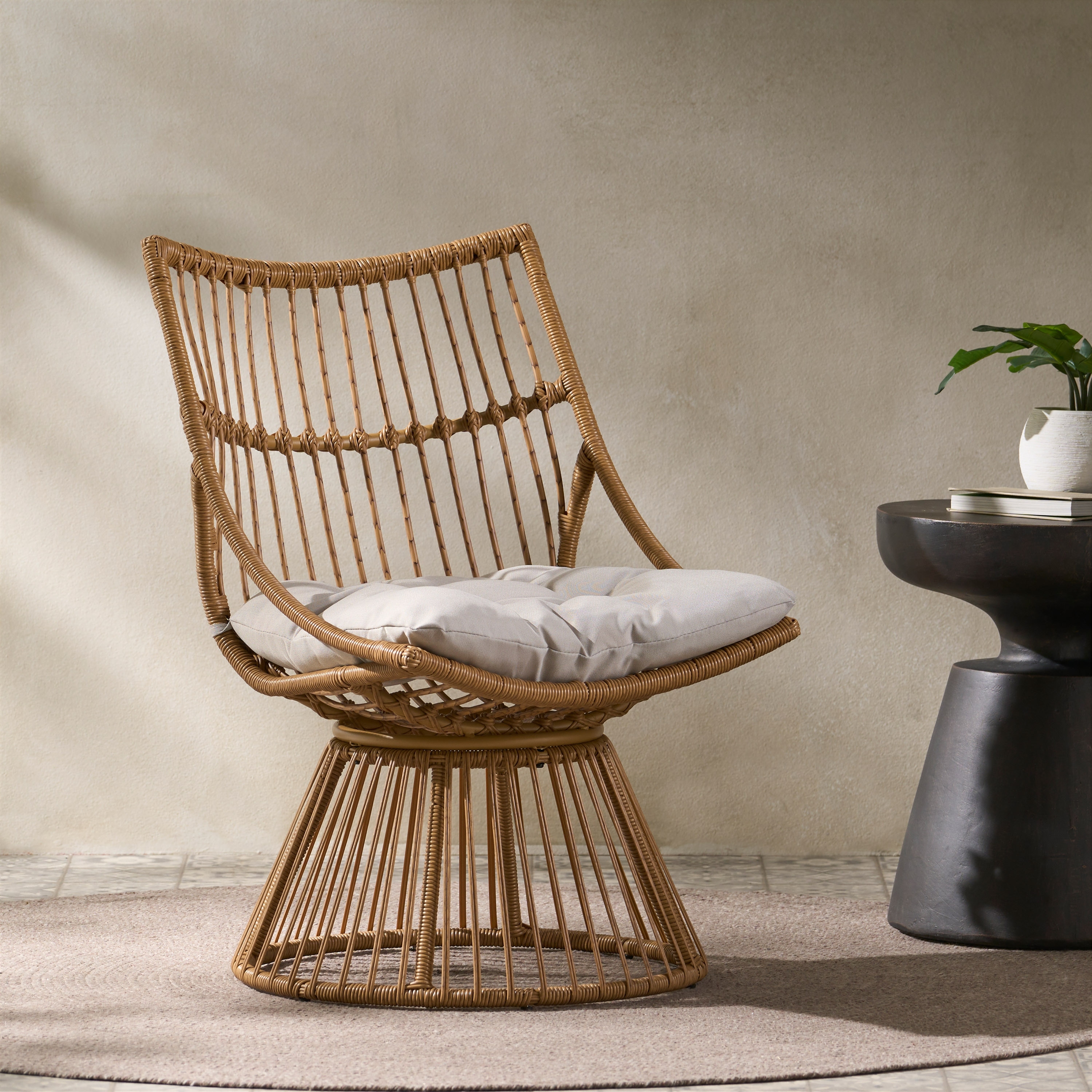 Borealis 2pc patio papasan chair & outlet ottoman set