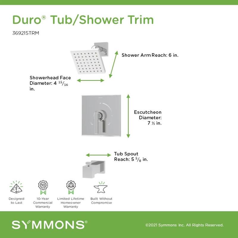 Symmons 369215TRM Duro HydroMersion Tub and Shower Trim Package with